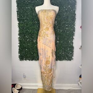 Paisley Dress in Peach and Olive